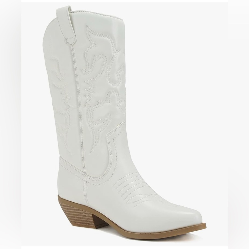 Soda White Heeled Western Boots